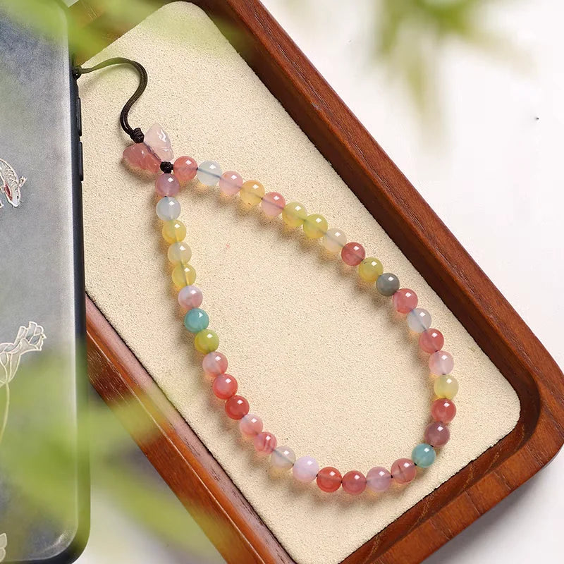 New Arrival Candy Color Phone Chain Strap for Phone Case Wrist Rope Keychain Desk Organizer Lanyard  of Luckly and happiness
