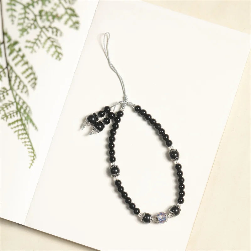 Natural Jade Agate Crystal Handcrafted Phone Hanger Keychain Long Short Chain Women's Desk Accessory Phone Lanyard and Strap