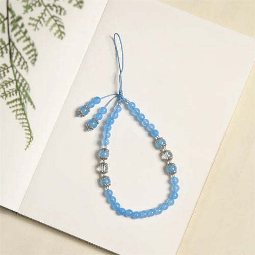 Natural Jade Agate Crystal Handcrafted Phone Hanger Keychain Long Short Chain Women's Desk Accessory Phone Lanyard and Strap