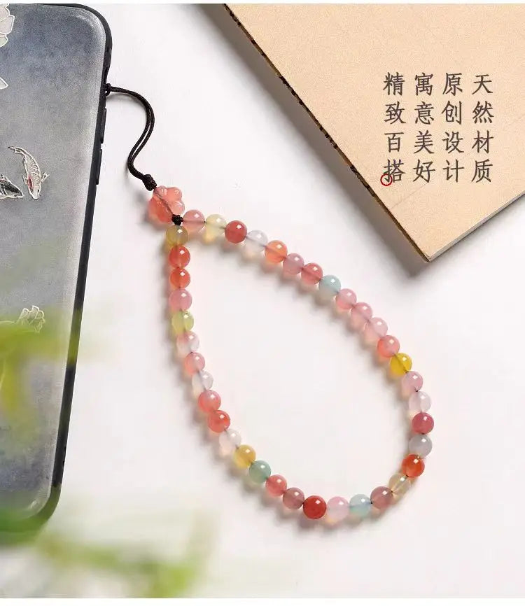 New Arrival Candy Color Phone Chain Strap for Phone Case Wrist Rope Keychain Desk Organizer Lanyard  of Luckly and happiness